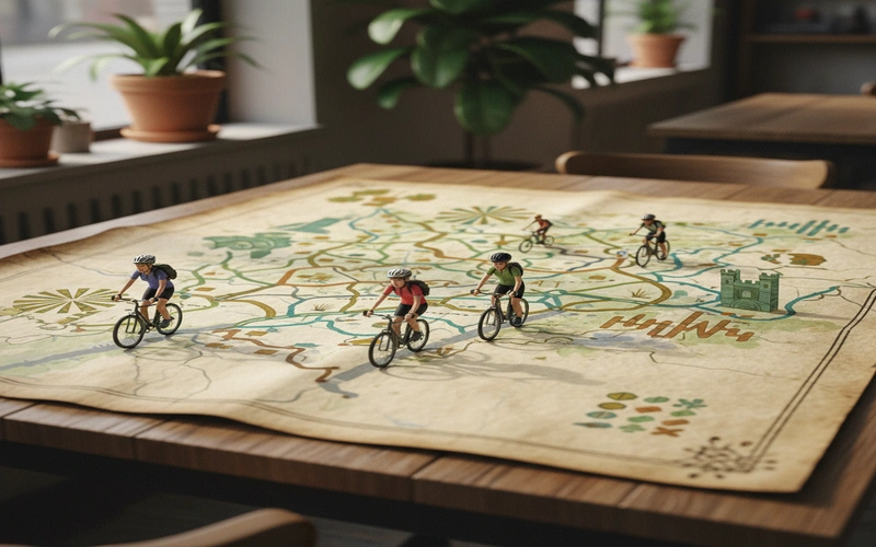 Map showing bike routes connecting to Berkshire entertainment venues